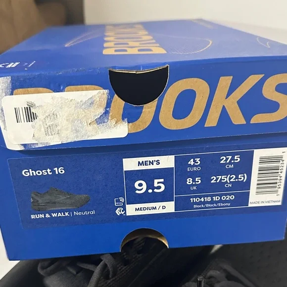 Brooks Men's Black Ghost 16 Size 9.5 - Picture 7 of 7